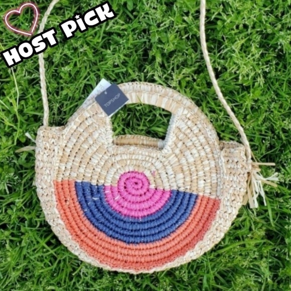 Topshop Straw Crossbody Bucket Summer Bag - Picture 4 of 6